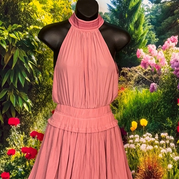 Ramy Brook Blush Pink Halter Maxi Dress. #1355 - Picture 3 of 6